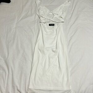 White fox white midi cut out dress size S- a little see thru